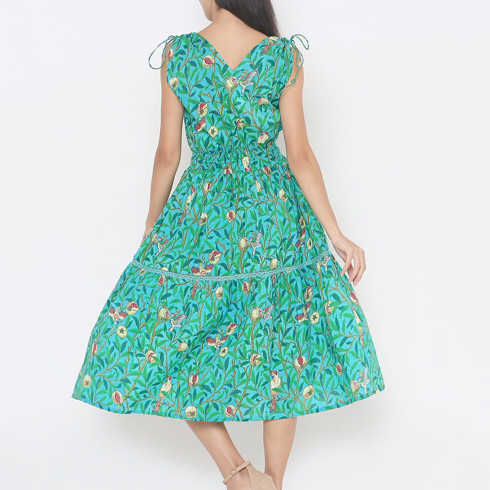 
                      
                        aturabi Green colour floral Print fit and flare Midi dress
                      
                    