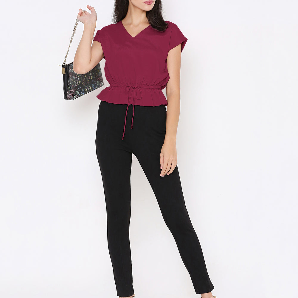 
                      
                        Aturabi Maroon Cinched Waist Top
                      
                    