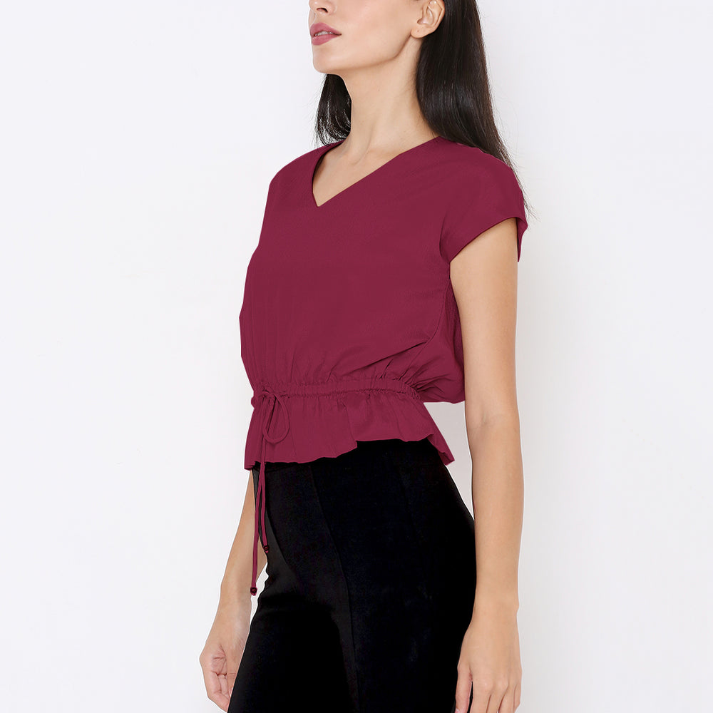 
                      
                        Aturabi Maroon Cinched Waist Top
                      
                    