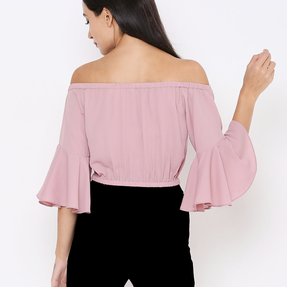 
                      
                        Aturabi Pink Off-Shoulder Bardot Crop Top
                      
                    