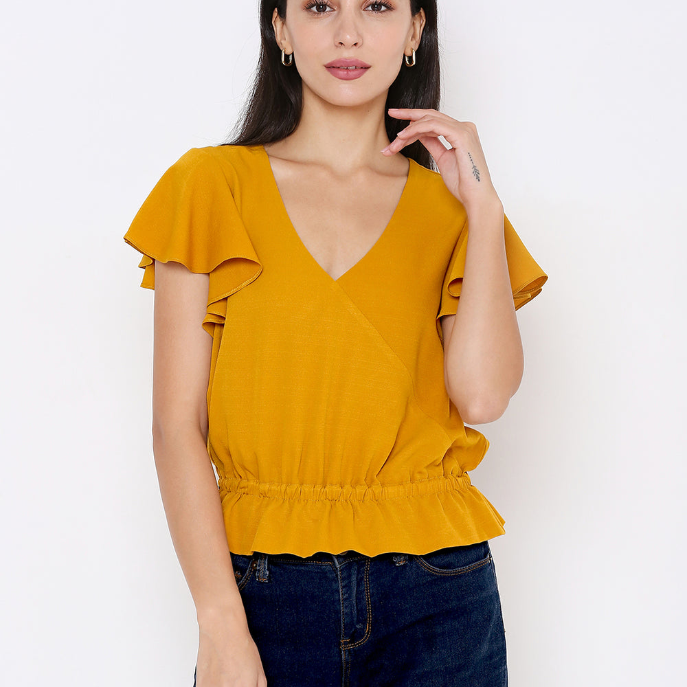 
                      
                        Aturabi Yellow Cinched Waist Top
                      
                    