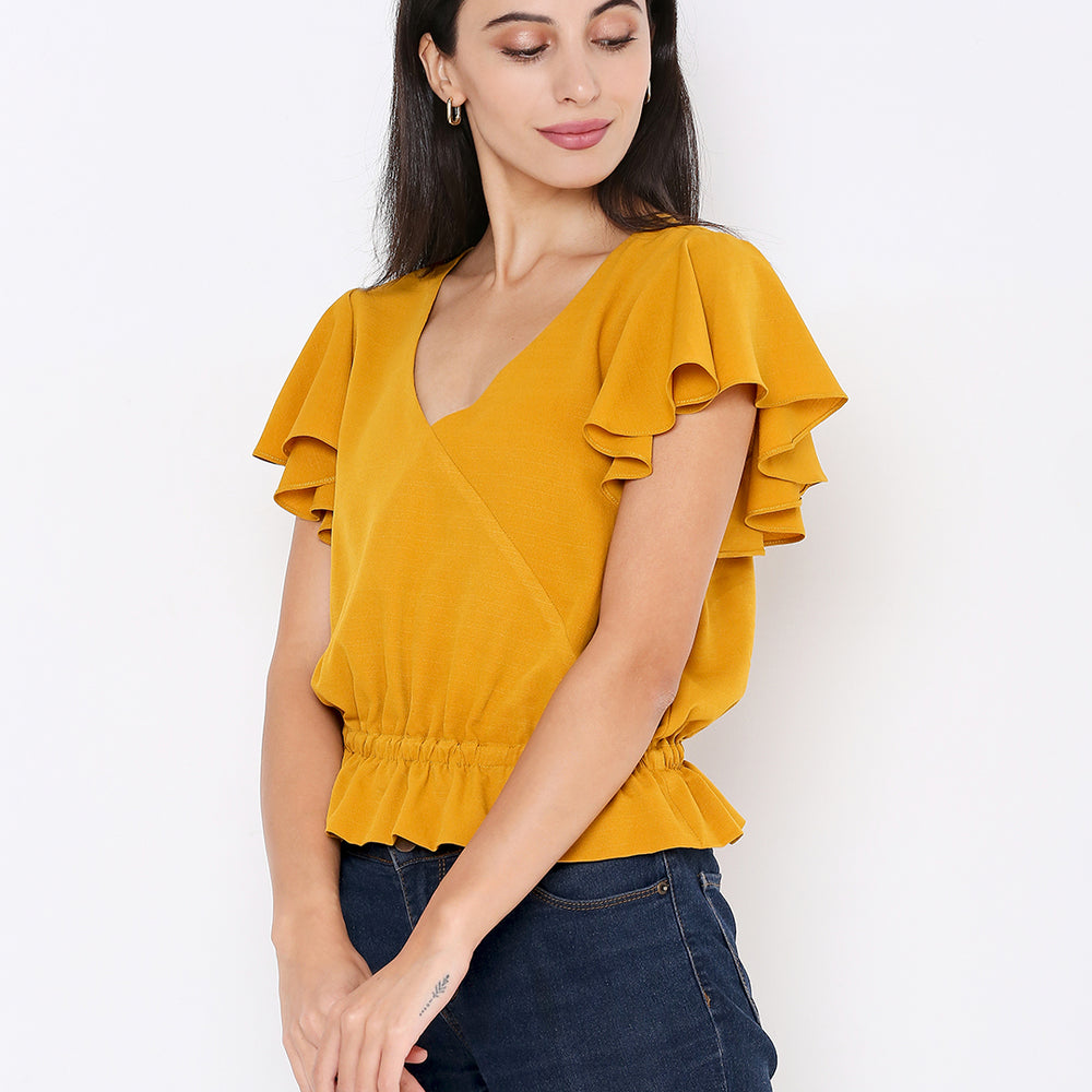 
                      
                        Aturabi Yellow Cinched Waist Top
                      
                    