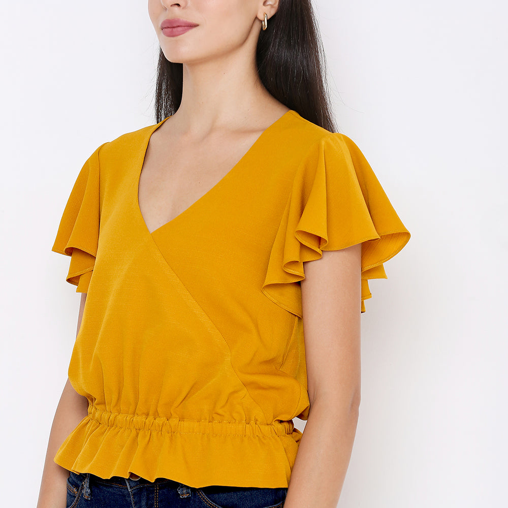 
                      
                        Aturabi Yellow Cinched Waist Top
                      
                    