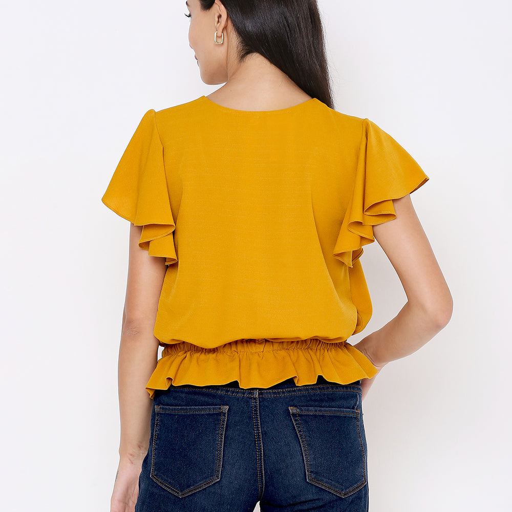 
                      
                        Aturabi Yellow Cinched Waist Top
                      
                    