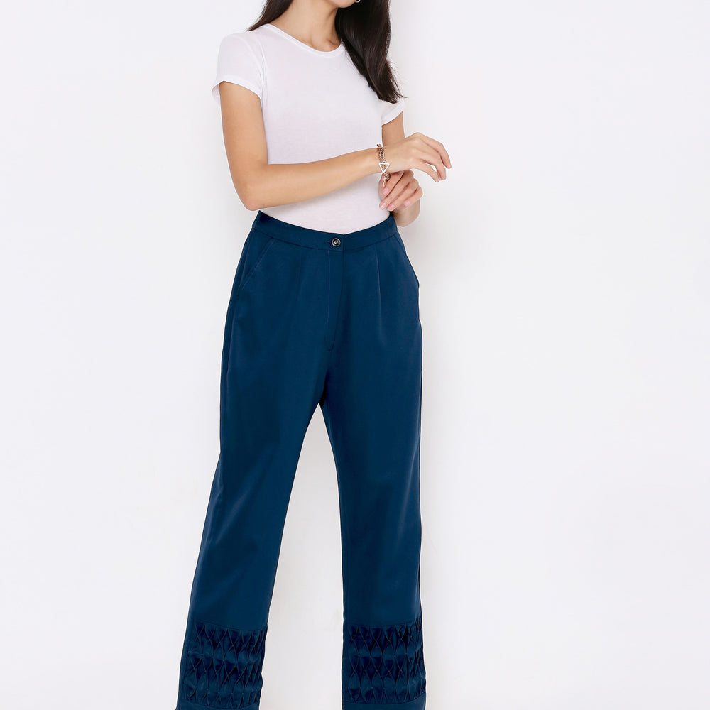 
                      
                        Women Regular Fit Blue Relaxed High-Rise Trousers
                      
                    