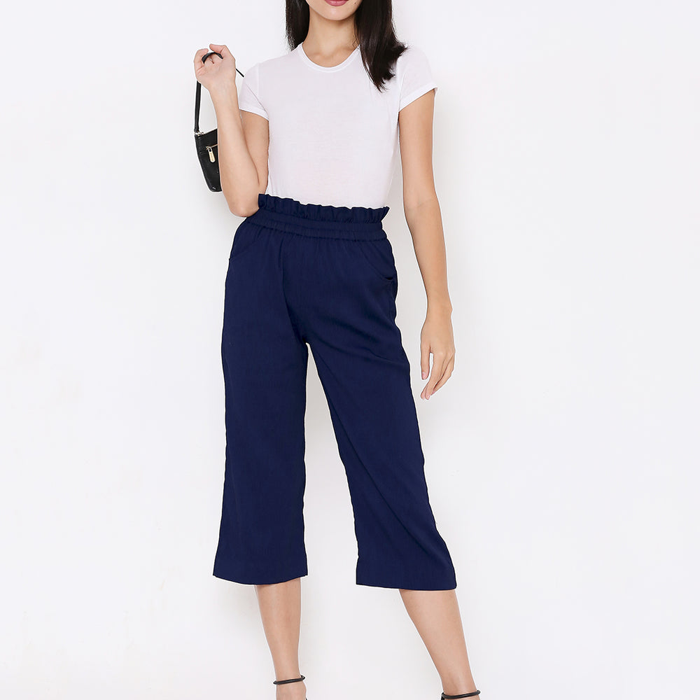 
                      
                        Women's Blue Relaxed High-Rise Culottes Trousers
                      
                    