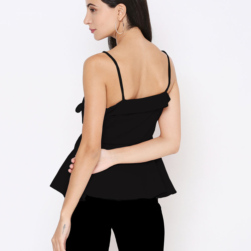 
                      
                        Aturabi Black Strappy Top with Tie-Up
                      
                    