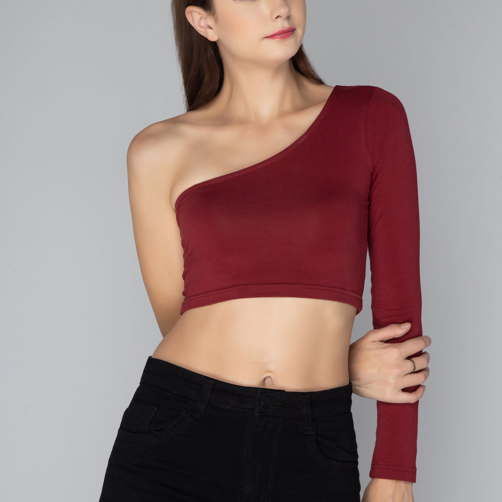 
                      
                        Aturabi One-Shoulder Knitted Crop Top
                      
                    