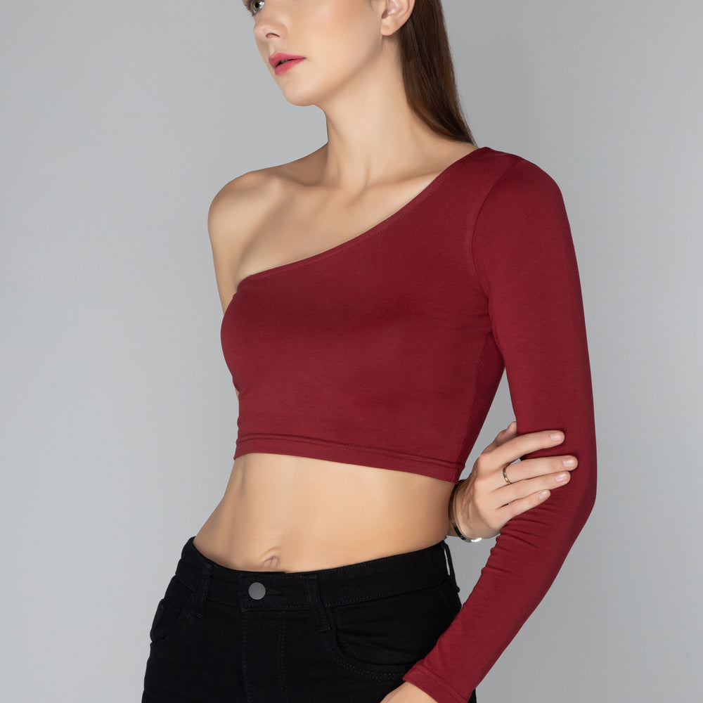 
                      
                        Aturabi One-Shoulder Knitted Crop Top
                      
                    