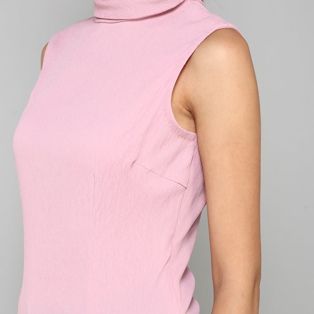 
                      
                        Aturabi Pink High-Neck Sleeveless Woven Top
                      
                    