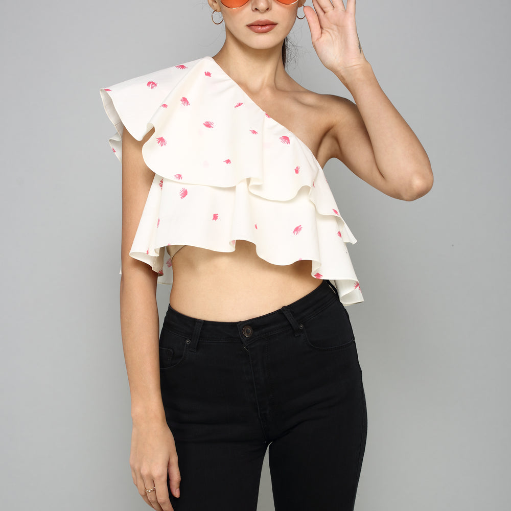 
                      
                        aturabi Casual Short Sleeve Floral Print Women White Top
                      
                    