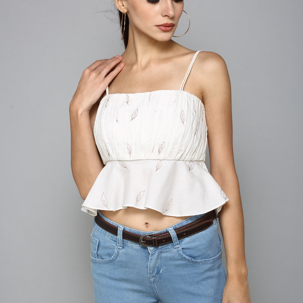 
                      
                        aturabi white crop top with embroidered leaf pattern
                      
                    