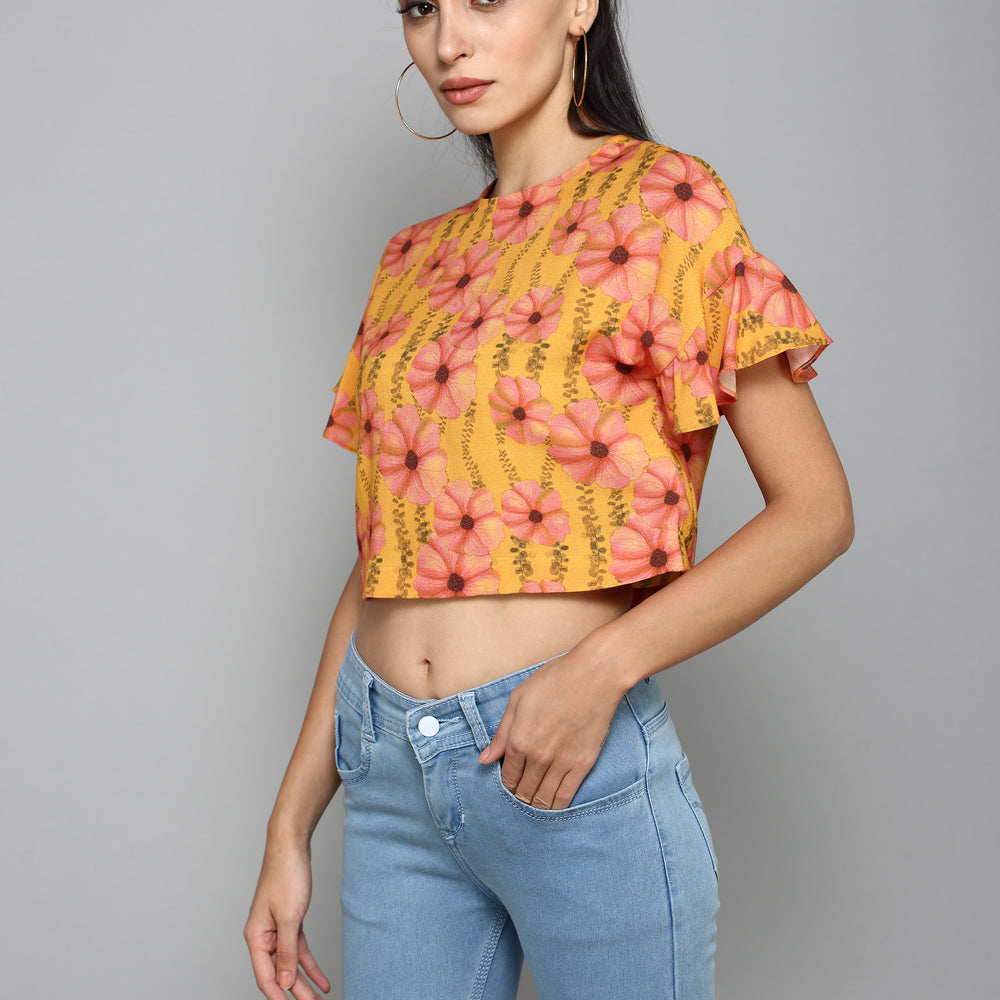 
                      
                        Aturabi Casual Short Sleeve Printed Women Orange Top
                      
                    