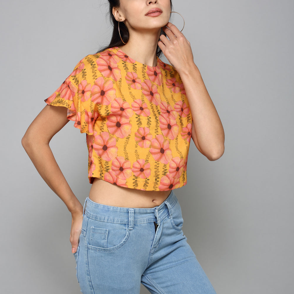 
                      
                        Aturabi Casual Short Sleeve Printed Women Orange Top
                      
                    