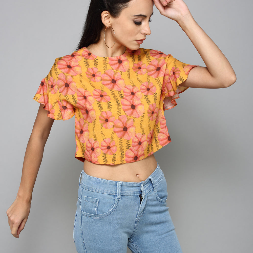 
                      
                        Aturabi Casual Short Sleeve Printed Women Orange Top
                      
                    