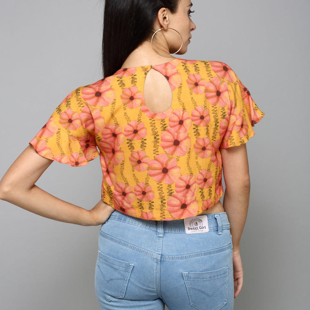 
                      
                        Aturabi Casual Short Sleeve Printed Women Orange Top
                      
                    