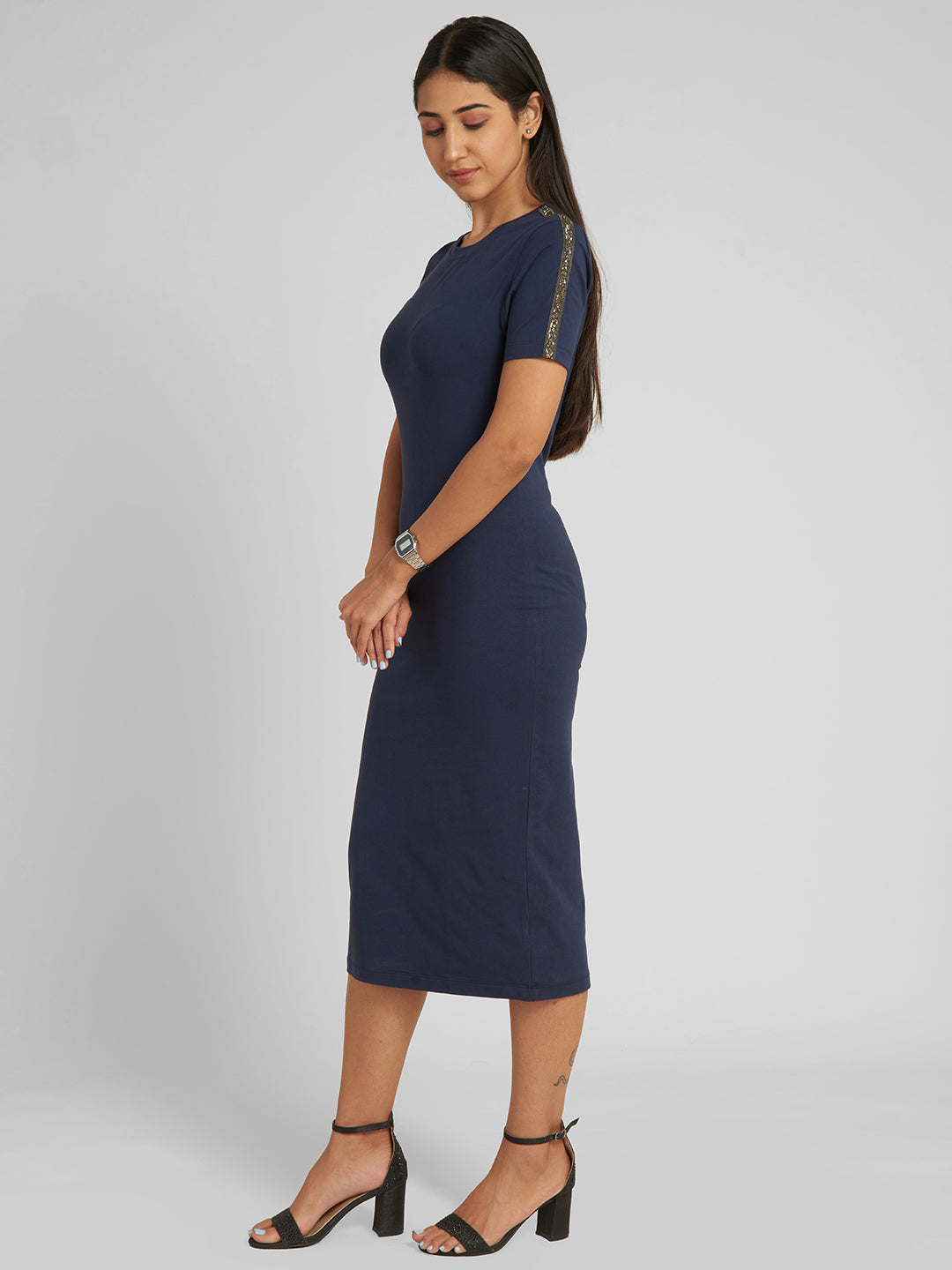 blue T-shirt Midi Dress