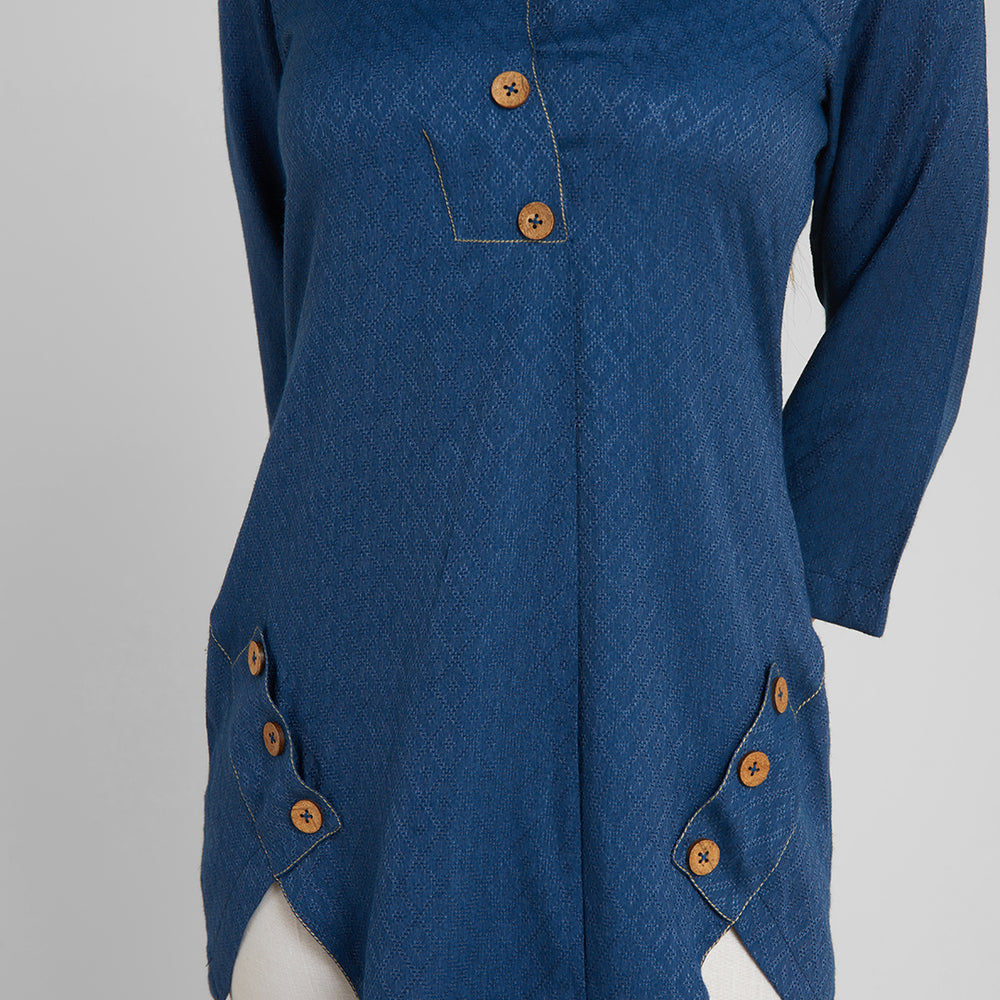 
                      
                        A-line Kurti with Woven Motifs
                      
                    