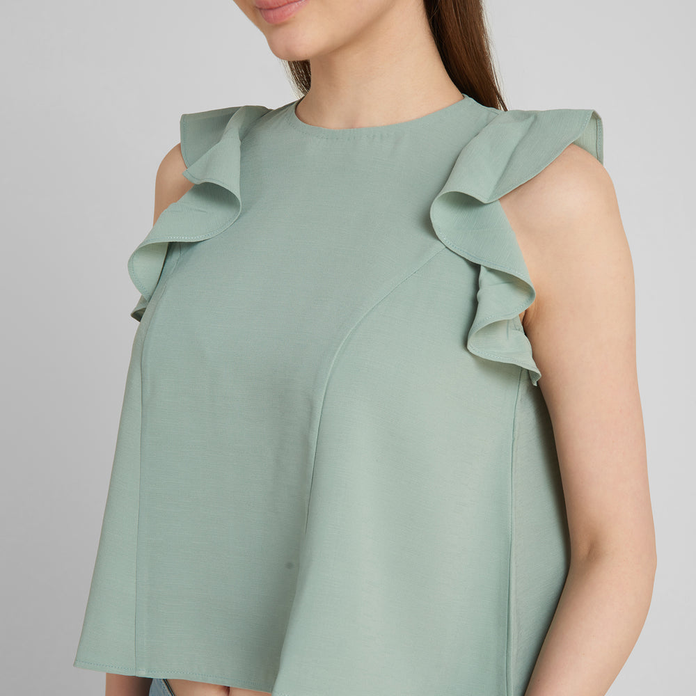 
                      
                        Aturabi Green Ruffles Top
                      
                    